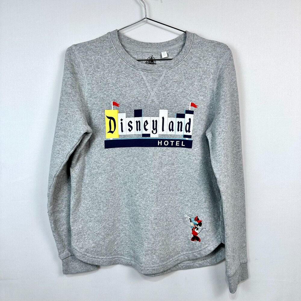 Disneyland Hotel Sweatshirt Gray Embroidery Minnie Mouse Womens Shirt Sz M